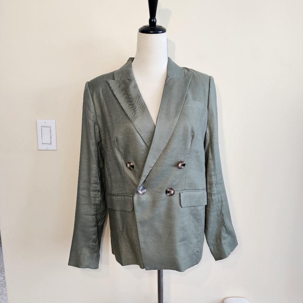 Ellie Tahari Linen Blend Sage Green Blazer size 6